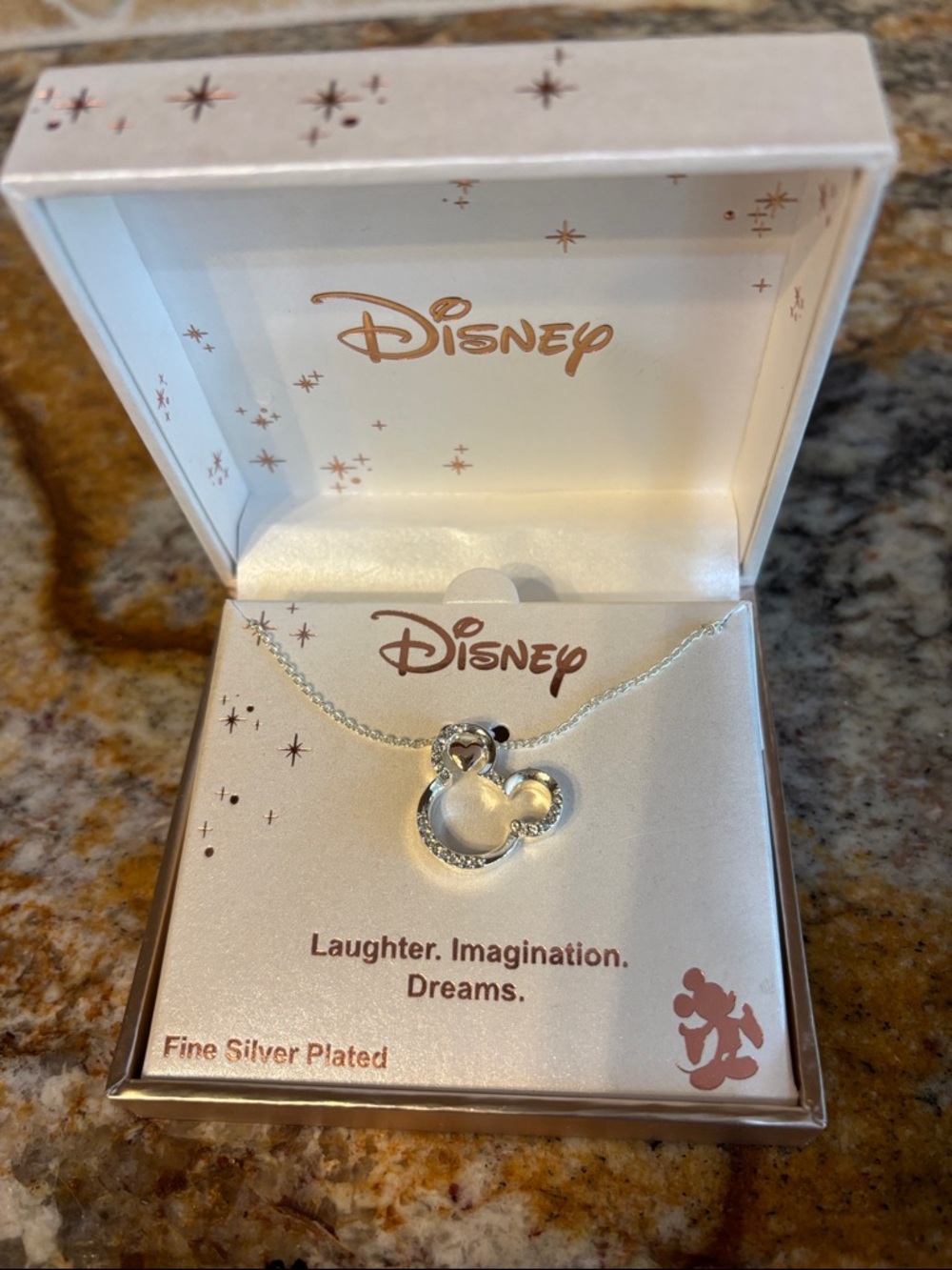 Disney Silver Mickey Mouse Pendant Necklace in Box